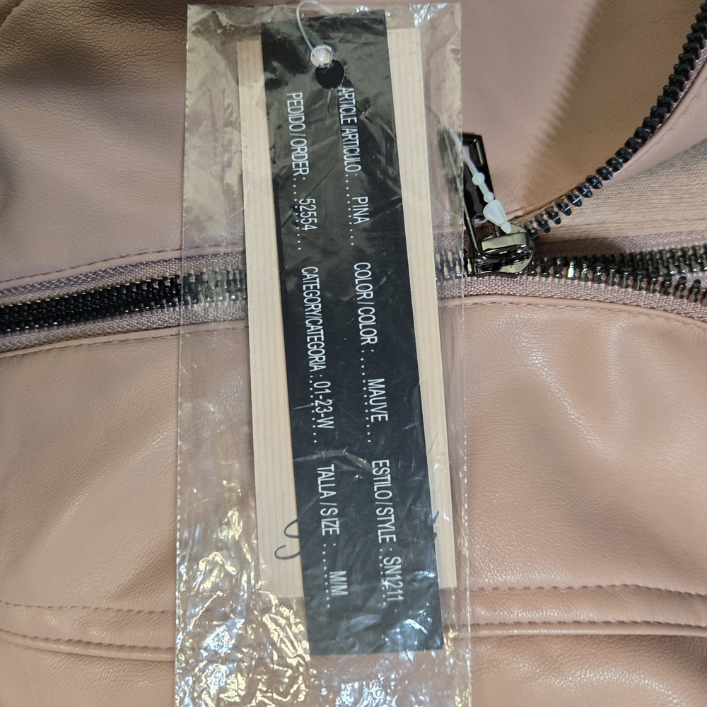 Snobbish Junior Size M Faux Leather Pink Hooded Zip Up Jacket NWT - Picture 4 of 12